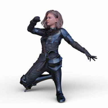 bir kadın savaşçı 3D render