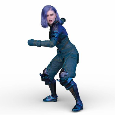 bir kadın savaşçı 3D render