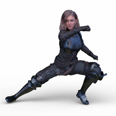 bir kadın savaşçı 3D render