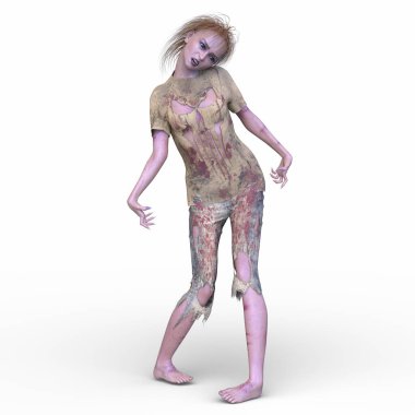 3 boyutlu dişi zombi tasviri