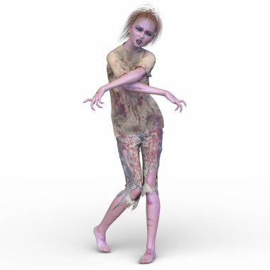 3 boyutlu dişi zombi tasviri