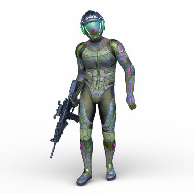 3D rendering of a cyber warrior