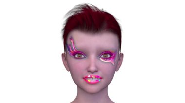 Bir kadının yüzünün 3 boyutlu görüntüsü.