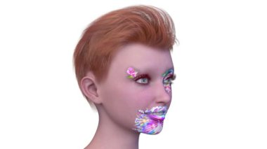 Bir kadının yüzünün 3 boyutlu görüntüsü.