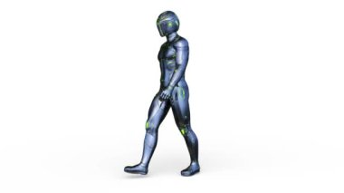 Yürüyen bir siber adamın 3 boyutlu canlandırması