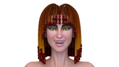 Kleopatra makyajlı bir kadının 3 boyutlu görüntüsü