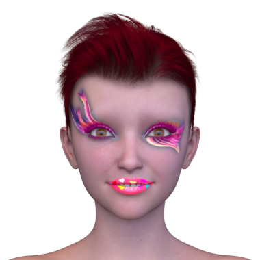 Bir kadının yüzünün 3 boyutlu görüntüsü.