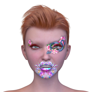 Bir kadının yüzünün 3 boyutlu görüntüsü.