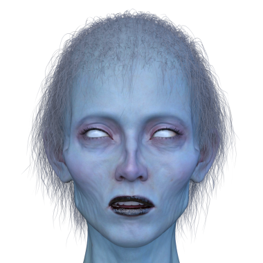 3 boyutlu dişi zombi yüzü.