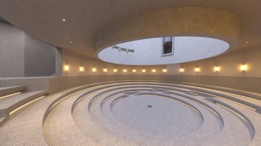 Müzenin belirgin dairesel şekilli 3D görüntüsü