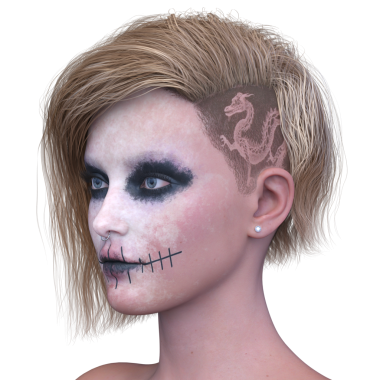 Bir kadının yüzünün 3 boyutlu görüntüsü.