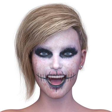 Bir kadının yüzünün 3 boyutlu görüntüsü.