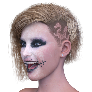 Bir kadının yüzünün 3 boyutlu görüntüsü.