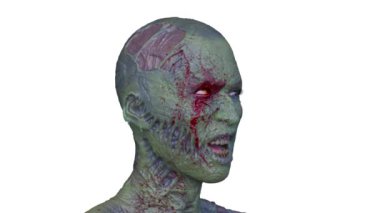 Erkek zombi yüzünün 3 boyutlu hali