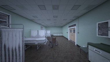 Hastane odasının 3 boyutlu görüntüsü