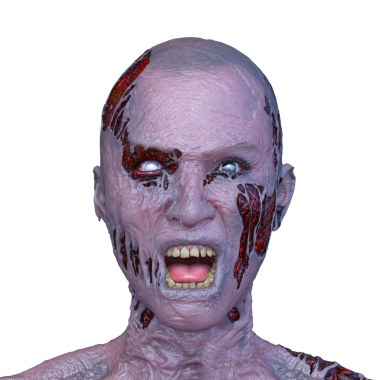 Erkek zombi yüzünün 3 boyutlu hali