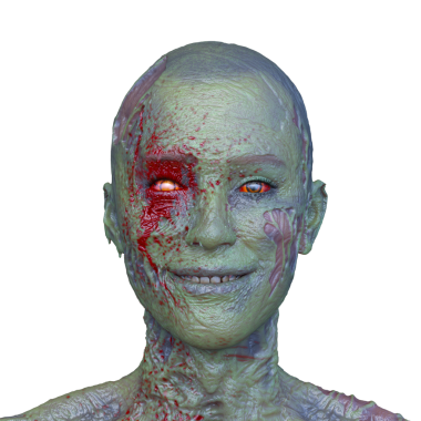 Erkek zombi yüzünün 3 boyutlu hali