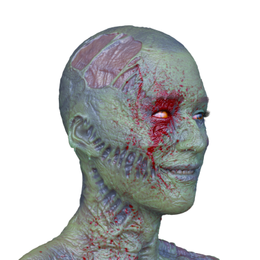 Erkek zombi yüzünün 3 boyutlu hali