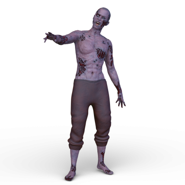 Erkek bir zombinin 3 boyutlu canlandırması