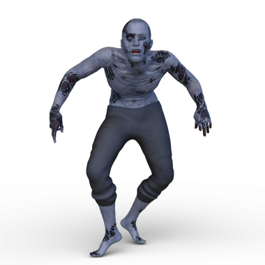 Erkek bir zombinin 3 boyutlu canlandırması