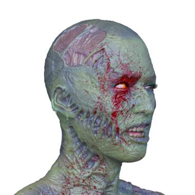 Erkek zombi yüzünün 3 boyutlu hali