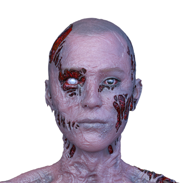 Erkek zombi yüzünün 3 boyutlu hali