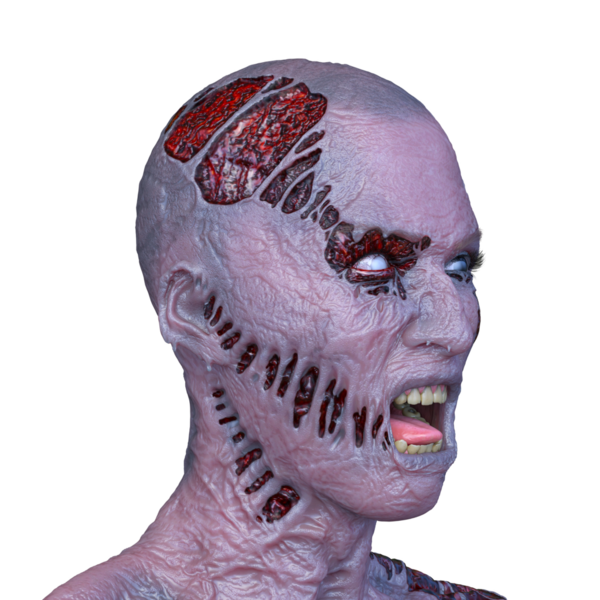 Erkek zombi yüzünün 3 boyutlu hali