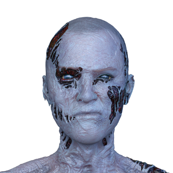 Erkek zombi yüzünün 3 boyutlu hali