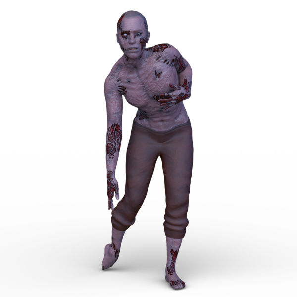 Erkek bir zombinin 3 boyutlu canlandırması