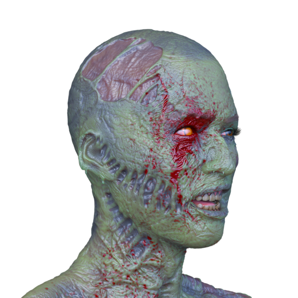 Erkek zombi yüzünün 3 boyutlu hali