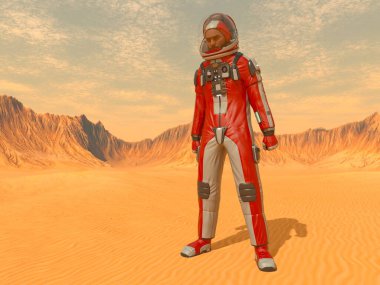 Bir erkek astronotun 3 boyutlu canlandırması