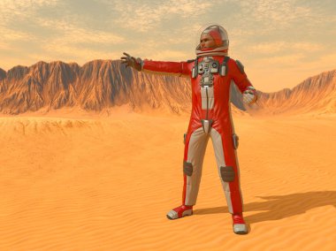 Bir erkek astronotun 3 boyutlu canlandırması