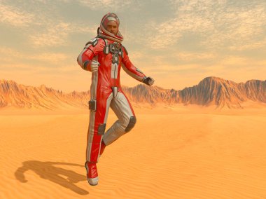 Bir erkek astronotun 3 boyutlu canlandırması