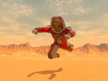 Bir erkek astronotun 3 boyutlu canlandırması