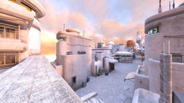 Taş sokak manzarasının 3 boyutlu canlandırması