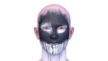 Bir adamın 3 boyutlu korku portresi.