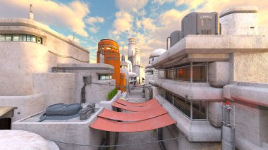 Taş sokak manzarasının 3 boyutlu canlandırması