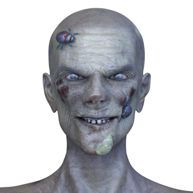 Erkek zombi yüzünün 3 boyutlu hali