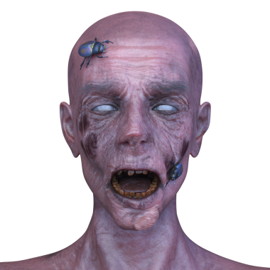 Erkek zombi yüzünün 3 boyutlu hali