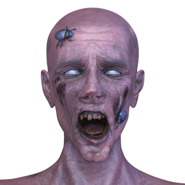 Erkek zombi yüzünün 3 boyutlu hali