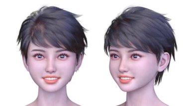 Bir kadının yüzünün 3 boyutlu görüntüsü.