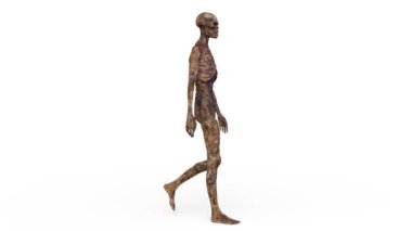 Yürüyen bir erkek zombinin 3 boyutlu canlandırması