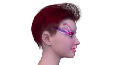 Bir kadının yüzünün 3 boyutlu görüntüsü.