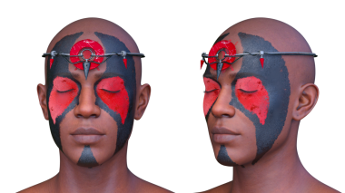 Bir adamın yüzünün 3 boyutlu görüntüsü.