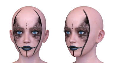 Bir kadının yüzünün 3 boyutlu görüntüsü.