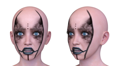 Bir kadının yüzünün 3 boyutlu görüntüsü.