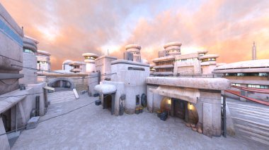 Gelecekteki şehir manzarasının 3B canlandırması