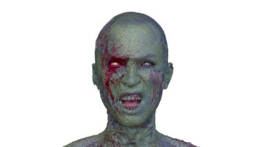 Erkek zombi yüzünün 3 boyutlu hali