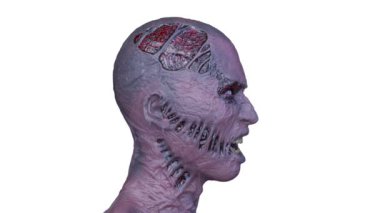 Erkek zombi yüzünün 3 boyutlu hali