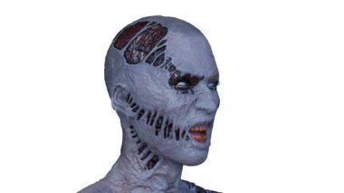 Erkek zombi yüzünün 3 boyutlu hali